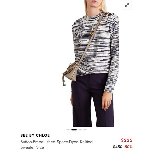 See by Chloe button embellished space dye knit sweater small navy Ret $450 - Picture 1 of 12